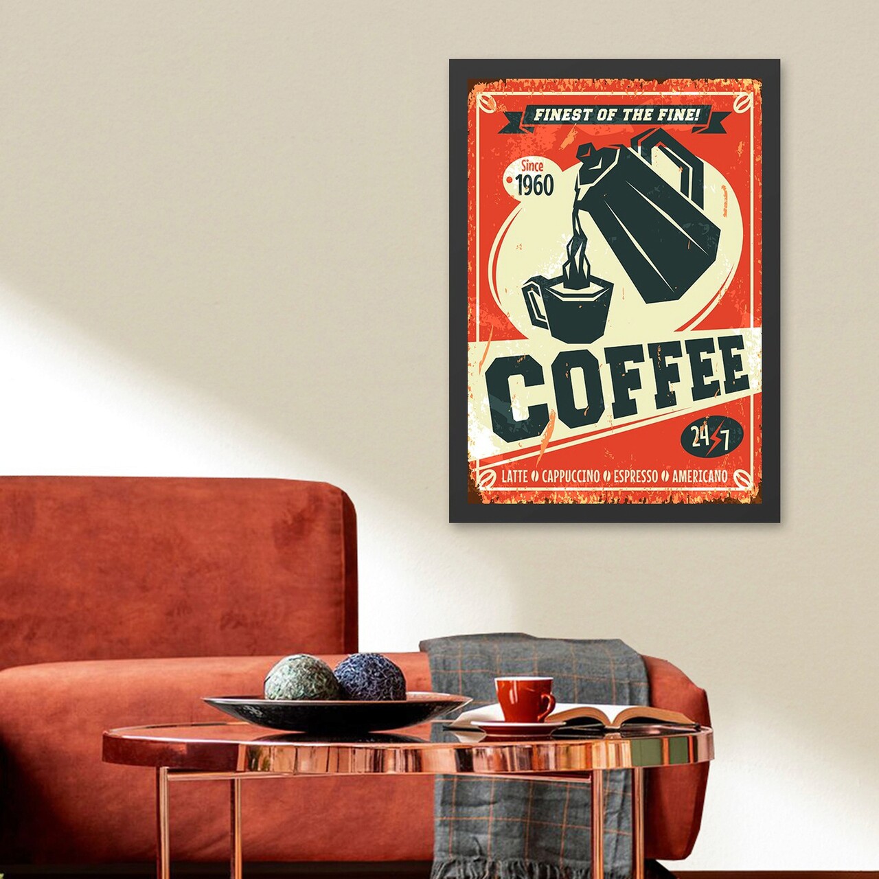 Tablou decorativ, Coffee 1960 (40 x 55), Polistiren, Multicolor - imagine 3